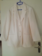 Hosenanzug, Charmant, cremefarben, Nadelstreifen, Gr. 26