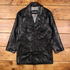 Vintage Mana Mana Lederjacke S Car Coat Donkey Jacket schwarz