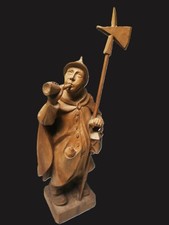 Holzfigur "Nachtwächter" Schnitzkunst Südtirol Grödnertal antik 42 cm