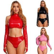 DE Damen PU Leder Outfit kalte