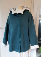 Teddyfell Sweatshirtjacke kapuzenjacke creme weiß petrol grün L 44-46 neu!