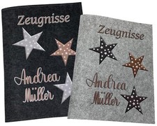 Zeugnismappe mit Namen Filz