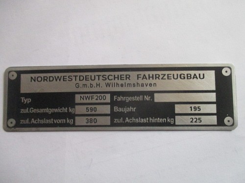 Typenschild schild s37 nwf - typenschild,