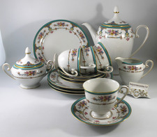 Alt Tirschenreuth 1838, Trionan Kaffeeservice für 4 Pers. 15 tlg. Türkis, Blumen