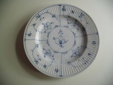 1850er RAUENSTEIN TELLER, 150 Jahre alt - Ø 20,3 cm indisch blau, Strohblume