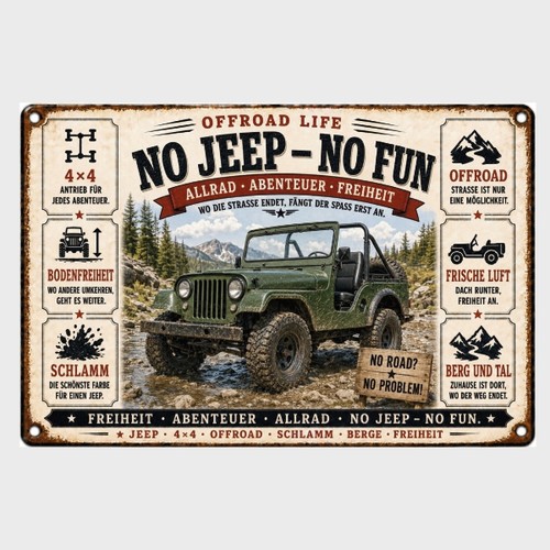 Blechschild jeep no - jeep,