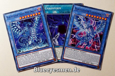 Yu-Gi-Oh! 3er Set Ritual Blauäugiger Chaos Max drache+ ChaosDrache Chaosform Neu