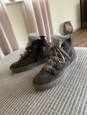 MJUS NEU*Sneaker Booties high-top Echtleder  steingrau Fell 37