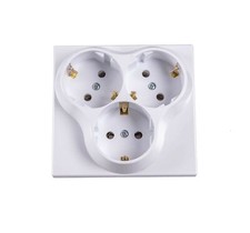 Schutzkontakt-Steckdose 3-fach unterputz weiß Schuko-Steckdosen