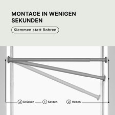 MEISENBERG Gardinenstange Ohne Bohren - Grau- Teleskopstange Vorhang - 70-120cm