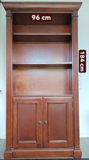 Massivholz Bücherregal mit 2 Bücherregalen hinter Türen 184cm x 96cm x 35xm