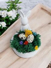 Ostergesteck | Osterdeko |  Osterarrangement mit Hase, Moos und Wachteleiern