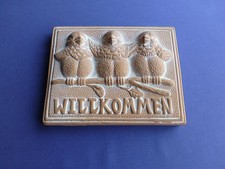 Willkommen Schild/ Keramikschild /Tonschild/Motiv: 3 Vögel/Größe: 18,0 x 14,0 cm