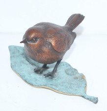 Bronze Skulptur / Figur , "Vogel / Zaunkönig" , signiert Milo , Breite 16cm /236