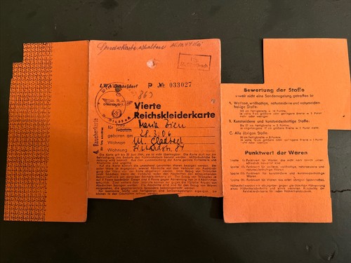 Vierte reichskleiderkarte - vierte,