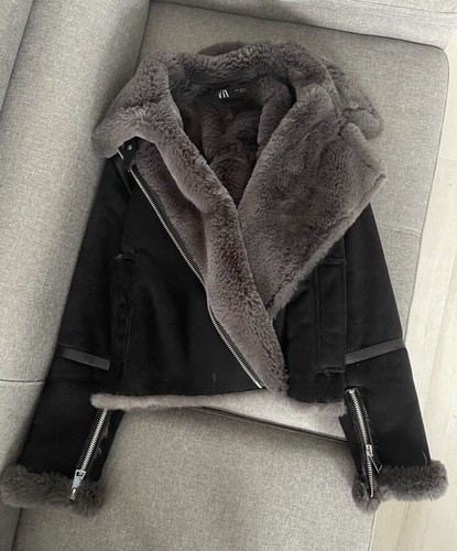 Zara leder jacke mit - mit, kunstfell