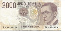 Banknote Geldschein Italien 2000 Lire 1990