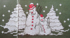 Stickvorlage "Schneemänner im Winterwald"  Kreuzstichmotive Studio Gebert