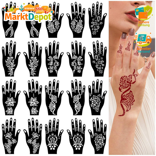 Henna tattoo schablonen set - henna,