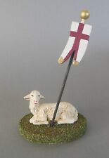Osterlamm mit Fahne klein Holz
