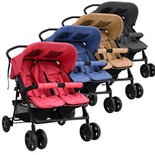 Geschwisterwagen Geschwisterkinderwagen Zwillinge Kinderwagen Dunkelgrau Stahl