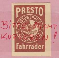 CHEMNITZ, Werbung 1925, Presto-Werke AG Fahrräder Fahrrad Rad Reifen