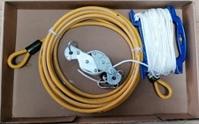 Stahlseil ummantelt 6 Meter, Durchmesser 10 mm und Flaschenzug