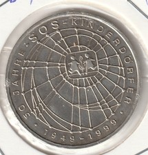 10 D-Mark 1999 J Silber 925er 15,5 g - 50 Jahre SOS Kinderdörfer  (149)