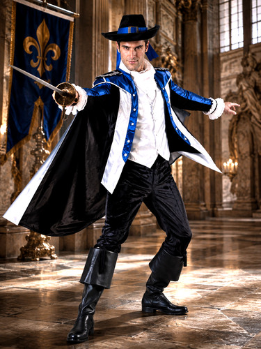 Musketier kostüm herren - musketier, blau