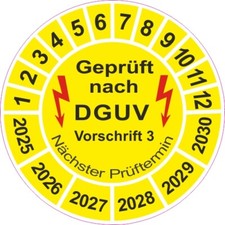 Prüfplaketten DGUV V 3 Gelb