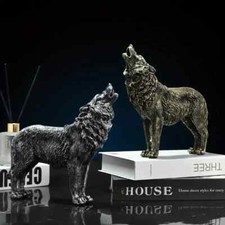 Deko Wolf Statue Skulptur Wolf Tier Figur Statue Wildhund Werwolf Haus Büro