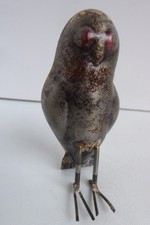 seltsame antike primitive Blechfigur Vogel Eule