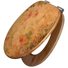 WC-Sitz Bambus Holz mit Absenkautomatik Toilettendeckel banjado Blumen Antik