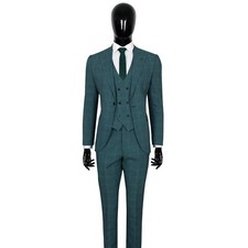 Slim Fit Herrenanzug mit Weste in Grün kariert , Smoking-Anzug-Hochzeit-Bühne