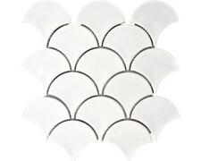 1,8571 m² Fishscale Drop Mosaik Fliesen-Netz 256 x 273 mm weiß 0,07 m² je Matte 