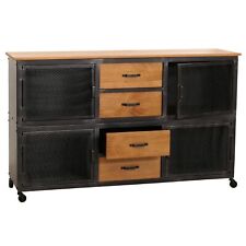 B-Ware Sideboard MCW-N28, Rollen 4 Schubladen, Holz 90x150x40cm, schwarz, natur