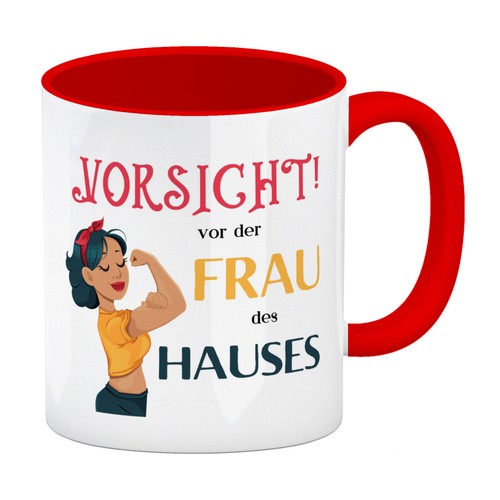Hausfrau kaffeebecher rot - hausfrau, in
