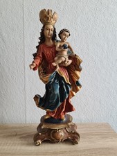 Holz Skulptur Figur Linde geschnitzt gefasst Maria Madonna mit Kind Höhe 40 cm