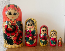 Matroschka! Babuschka! 5 Holz-Puppen!20 cm! ALT & SCHÖN! RARITÄT! SAMMLEROBJEKT!