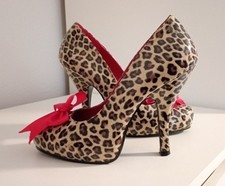 Sexy Pumps Gr. 9 Leo-Print Pinup Couture Rockabilly 50er 60er High Heels Sexy 
