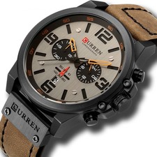 Herrenuhr Top Marke Männer Militär Sport Armbanduhr Leder Quarz Uhren