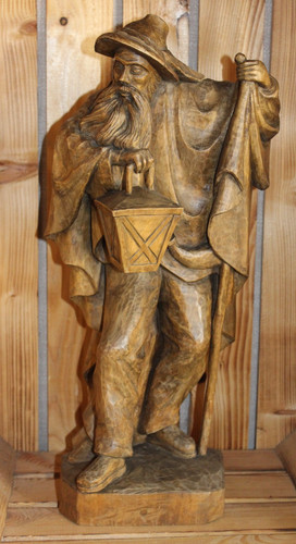 Antike holzfigur bärtiger - holzfigur,