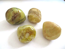 4 Trommelsteine-Opal gelb -Handschmeichler-Heilsteine-Wassersteine