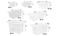 4L/25L/32L/45L/62L/80L/110L klein-extra groß klar Kunststoff Aufbewahrungsbox mit Deckel