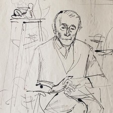 Wolfgang Frankenstein Porträt Richard Scheibe Bildhauer Autograph Zeichnung 1958