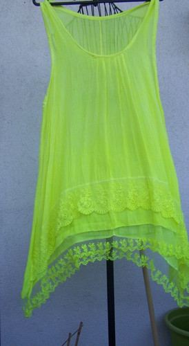 Lagenlook neongelb strandkleid - lagenlook,