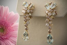 Beeindruckende Ohrclips mit Brillanten 6,49 Ct und Beryl 750er Rotgold Schmuck