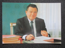 seltene Original Autogrammkarte alter Zeit  FRANZ JOSEF STRAUß  im Büro