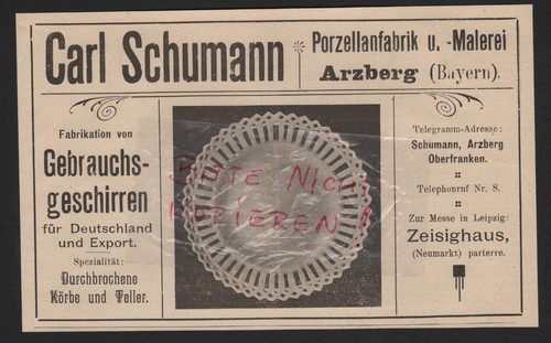 Arzberg werbung 1912 - arzberg,, carl