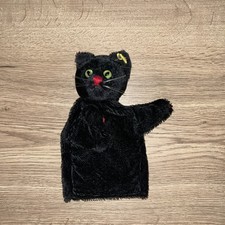 Steiff Handpuppe schwarze Katze Mit Knopf + Fahne